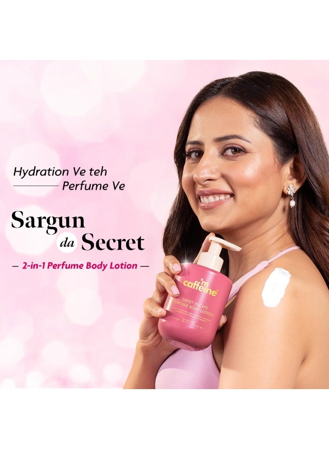 إم كافيين لوشن الجسم المعطر "سويت إسكيب" من إم كافيين | غني بالنياسيناميد وزبدة الكاكاو وزبدة الشيا لترطيب عميق | خفيف الوزن وغير لزج | عطر فاكهي زهري | لوشن للجسم للبشرة الجافة - 300 مل (عبوة من قطعتين) - Image 4